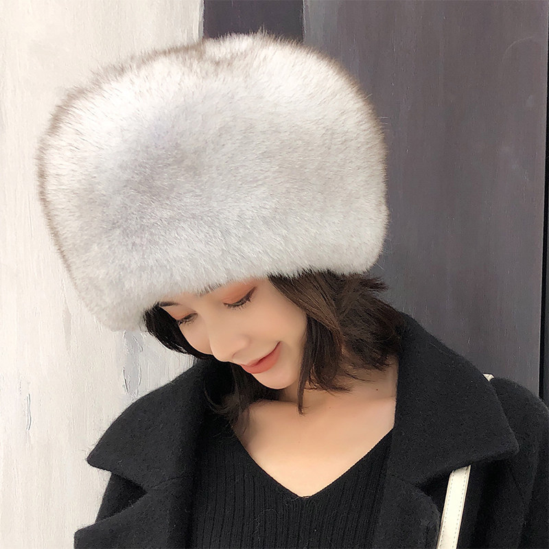 宾雅图 秋冬新款 休闲皮草女帽 狐狸毛小圆帽 简约百搭裘皮帽子