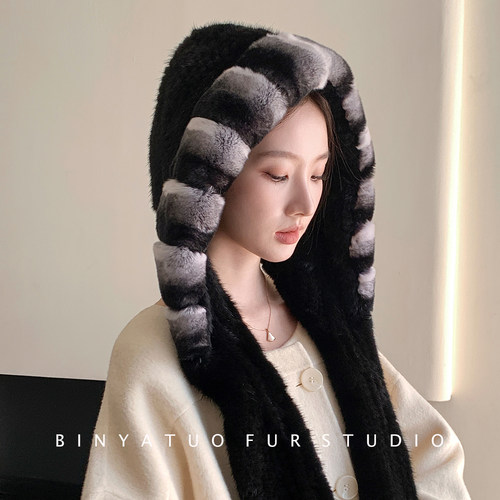 水貂配獭兔毛品质风雪帽