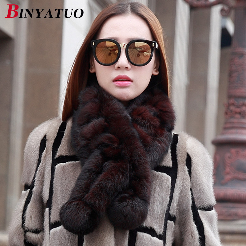 宾雅图 秋冬韩版女式皮草围巾 大款整皮兔毛冬天保暖围脖送妈妈