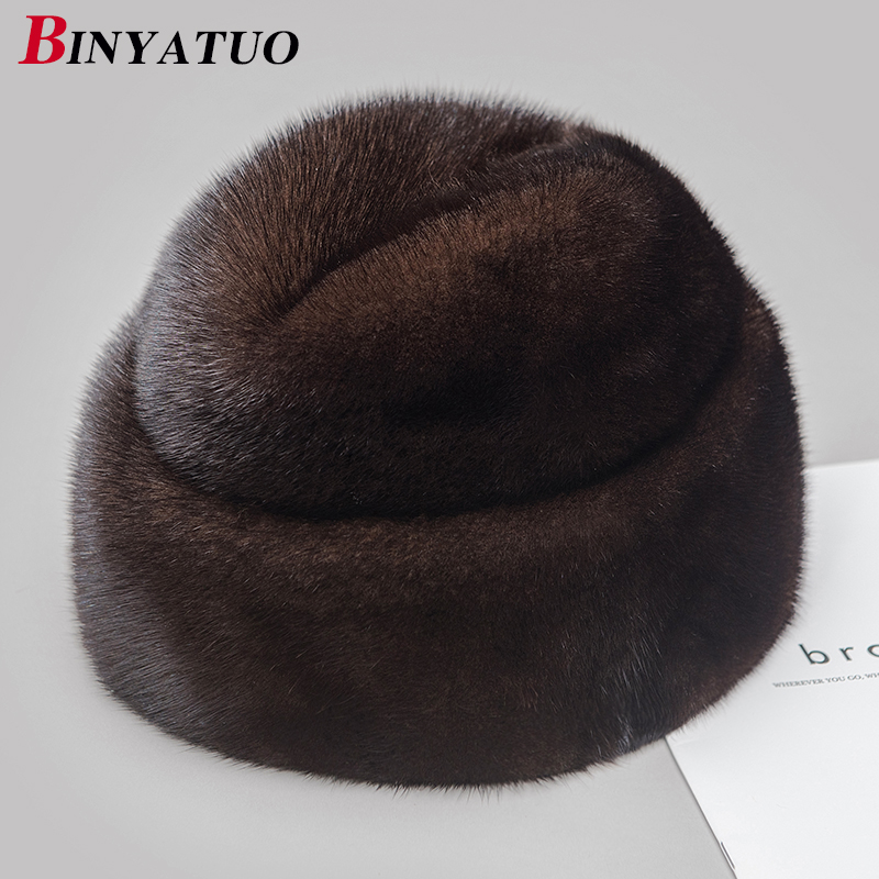 宾雅图 水貂皮帽子男 中老年人秋冬季户外整貂皮裘皮貂毛皮草帽子