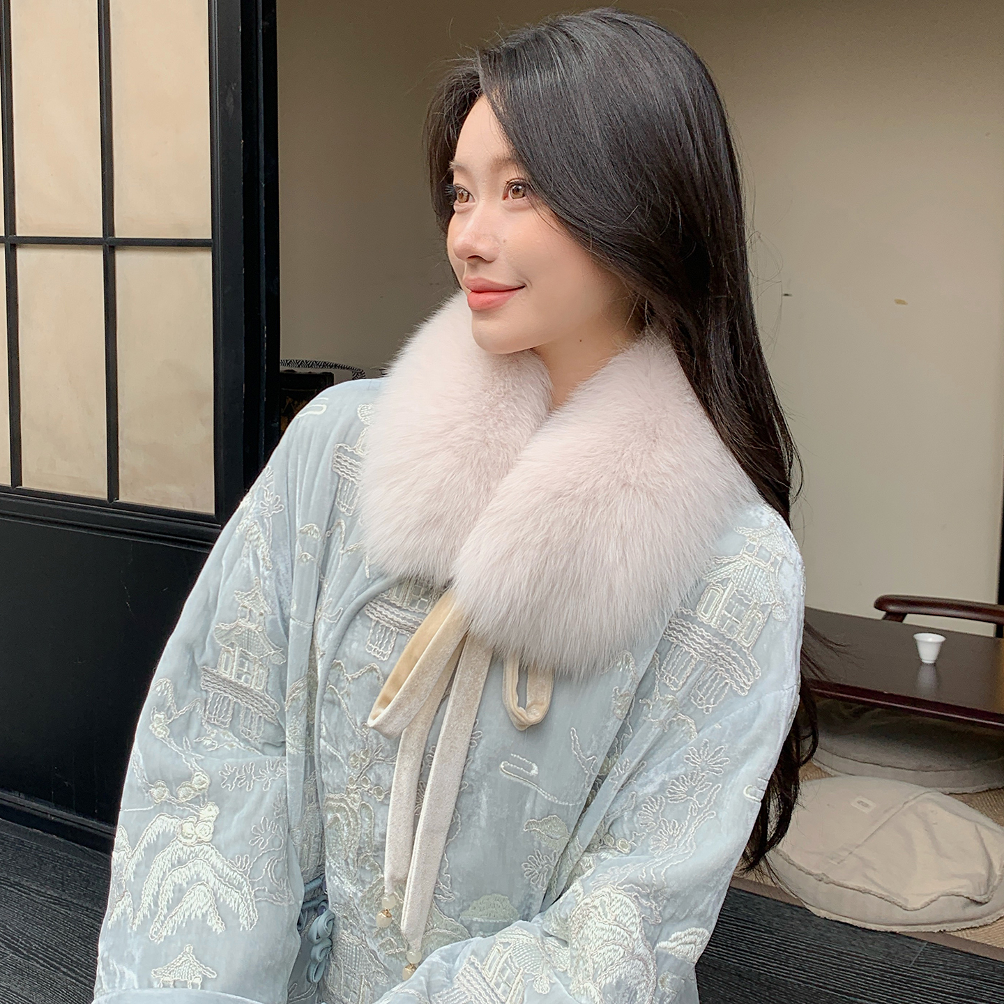 双面真毛气质国风皮草围巾