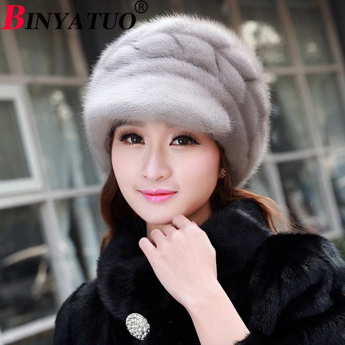 清仓灰色一个秋冬女士整貂水貂毛帽子 皮草女帽 裘皮护耳保暖