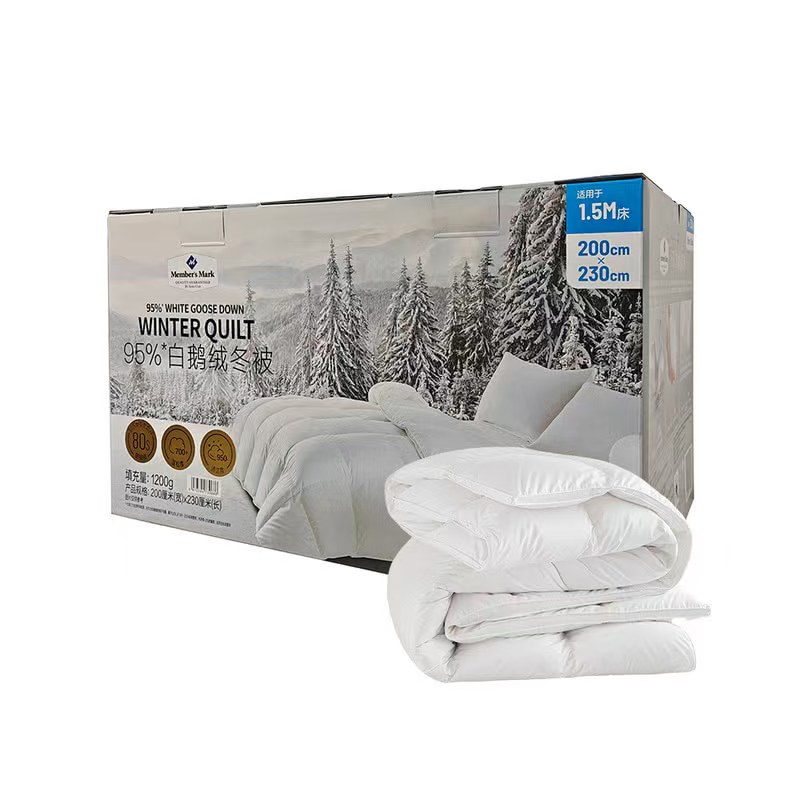 山姆会员店Member'sMark95%白鹅绒冬被恒温保暖静音抗菌羽绒被子