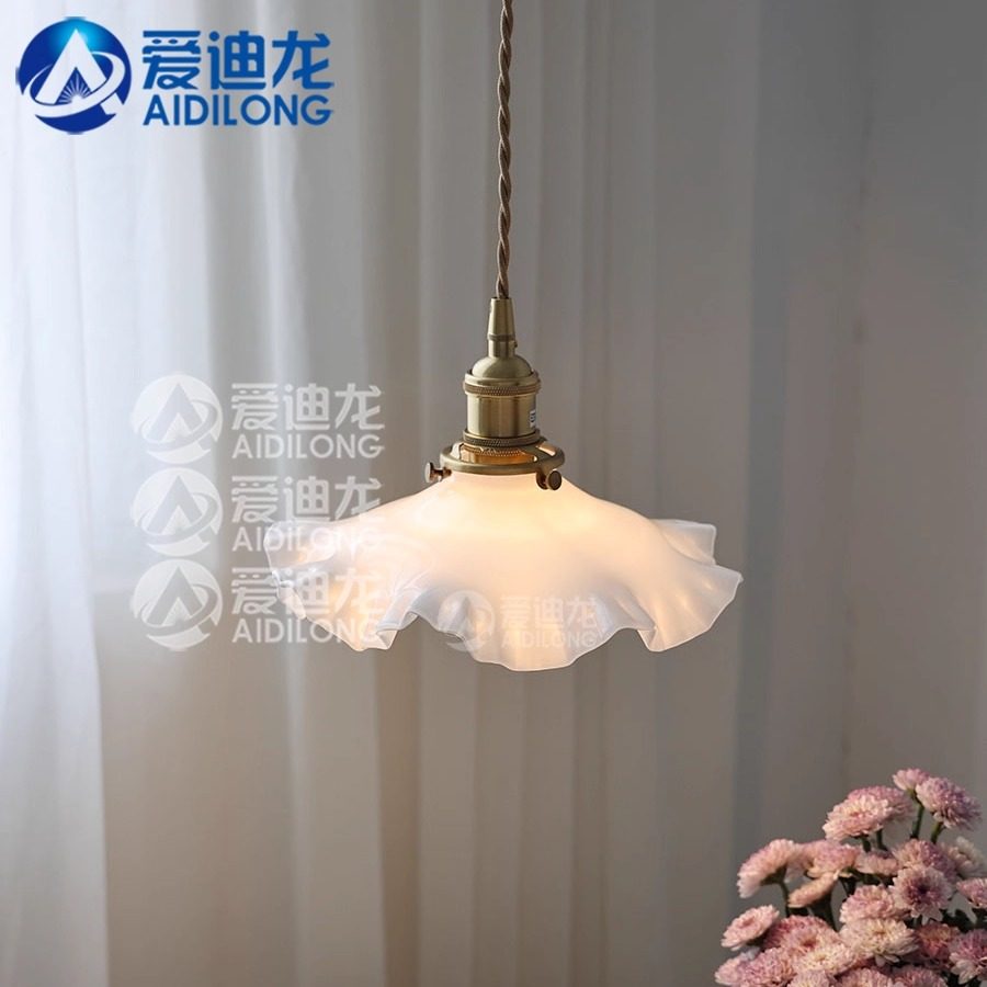 北欧餐厅吊灯飘窗咖啡厅床头玄关过道日式复古白色卷边玻璃灯具,家装灯饰光源,床头/玄关/吧台/过道吊灯,淘宝优惠券,粉丝福利购,淘宝优惠卷