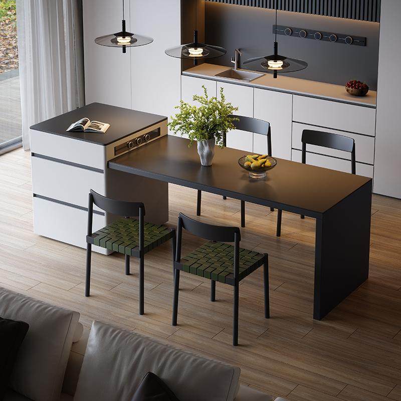 可伸缩岛台餐桌一体现代简约岩板饭桌厨房中岛台极简风家用小户型,住宅家具,岛台餐桌,淘宝优惠券,粉丝福利购,淘宝优惠卷