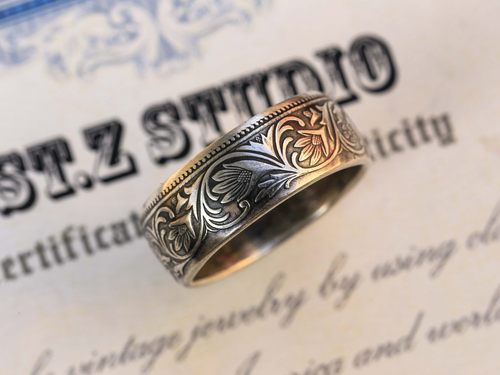 戒指stz维多利亚老银币唐草