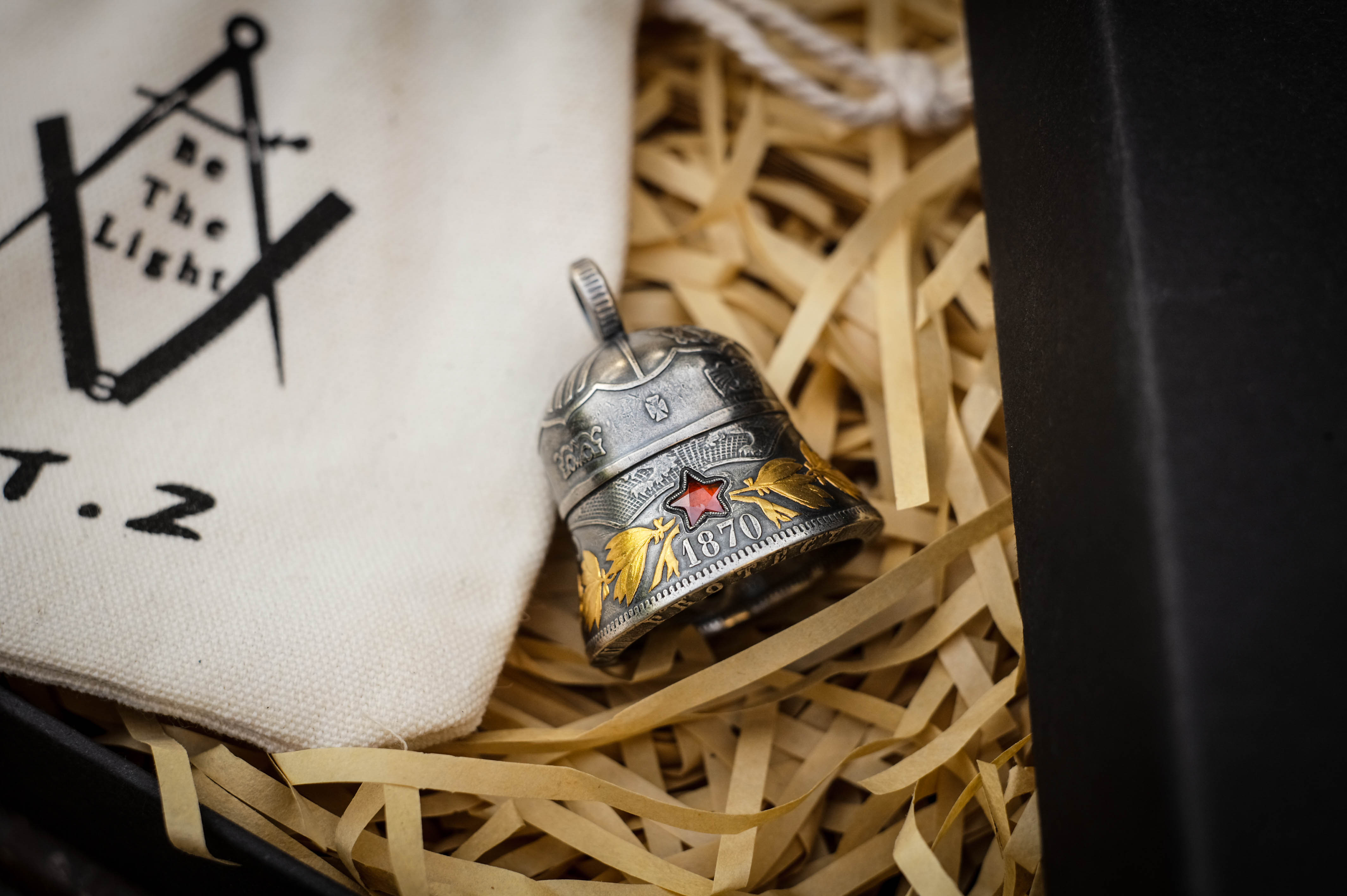 镶嵌银饰STZ镶金古币手工幸运