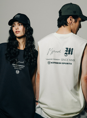 顽童MJFRESH CURSIVE系列男女同款纯棉印花复古背心宽松无袖坎肩