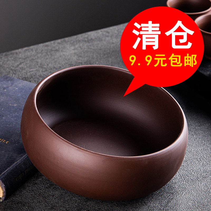 紫砂中式茶杯茶洗配件田园风花盆
