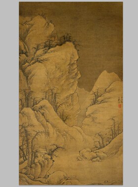 元 曹知白雪山图 绢布国画名家字宣纸画心芯装饰高清微喷打印复制