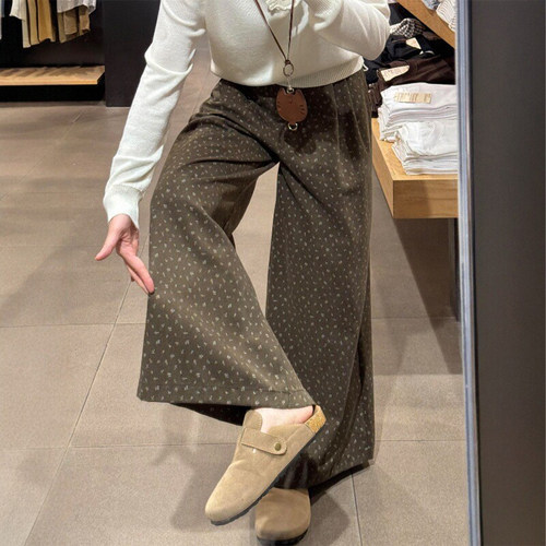 巨显瘦！复古碎花阔腿休闲裤~