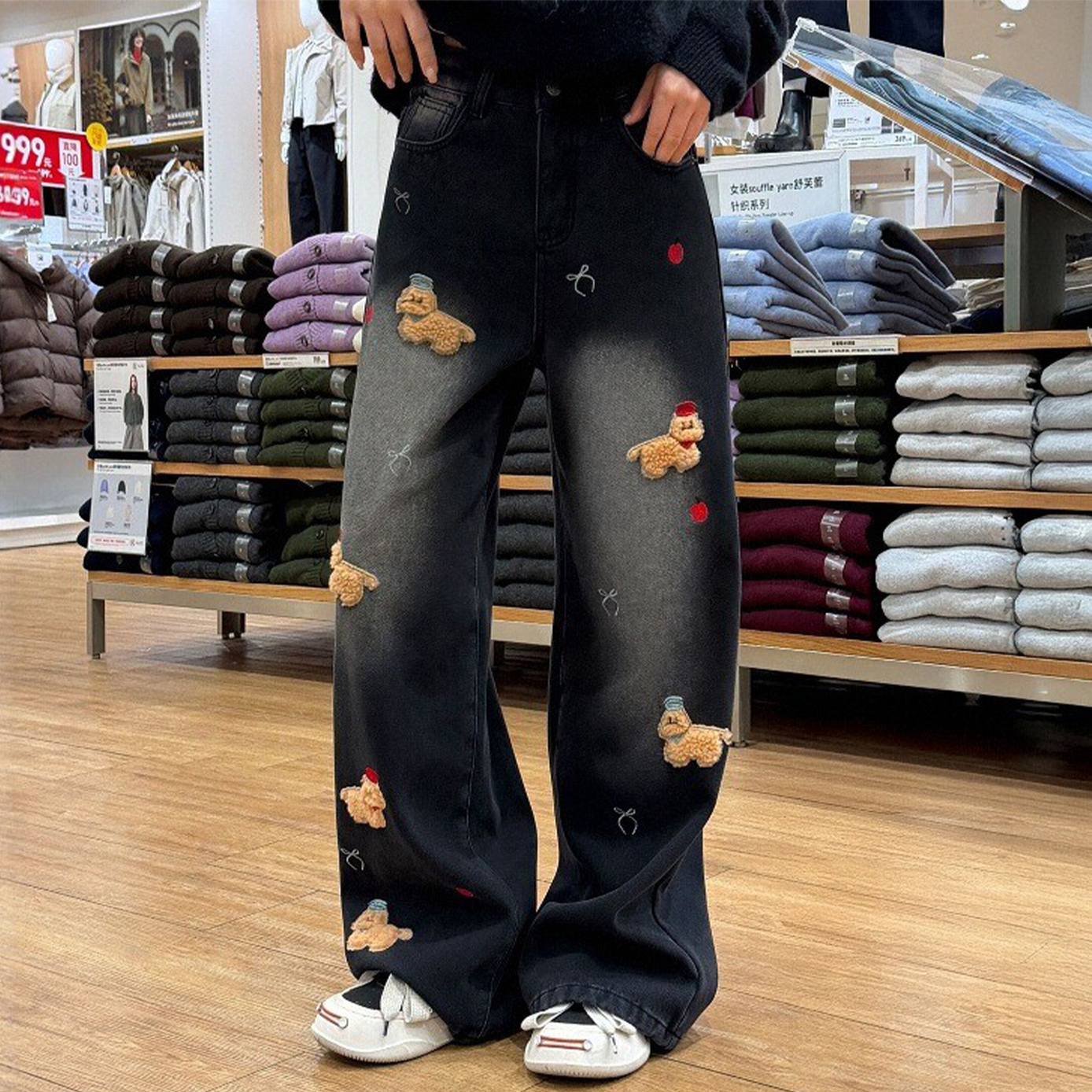 最近超爱的小狗刺绣牛仔裤！！！