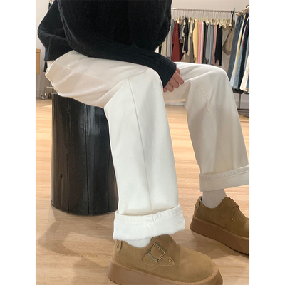 巨显瘦！加绒加厚白裤子~