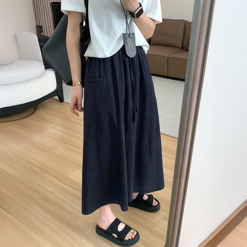 棉麻半身裙！垂感面料不显臃肿~