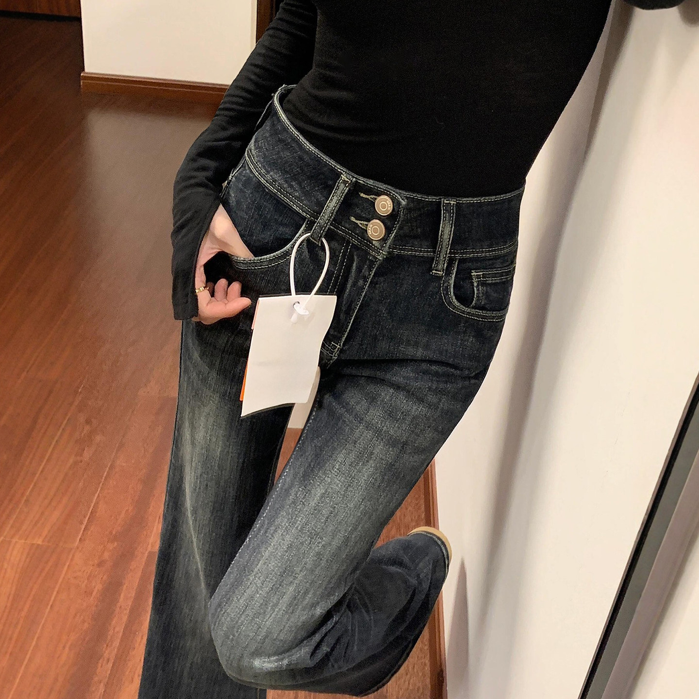 美式复古加绒加厚微喇牛仔裤女冬季新款胖妹妹mm高腰显瘦马蹄长裤,女装/女士精品,大码裤装,淘宝优惠券,粉丝福利购,淘宝优惠卷