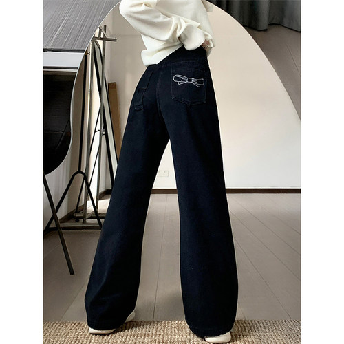 巨显瘦！黑色窄版阔腿牛仔裤~