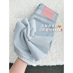 凉凉冰丝阔腿牛仔裤女夏薄款胖妹妹mm高腰宽松显瘦窄版天丝直筒裤