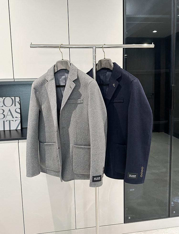 休闲毛呢西服外套修身