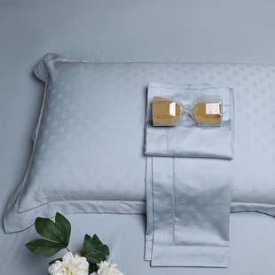 全棉纯棉贡缎提花长绒棉枕套成人单人枕枕头套48 74cm一对装