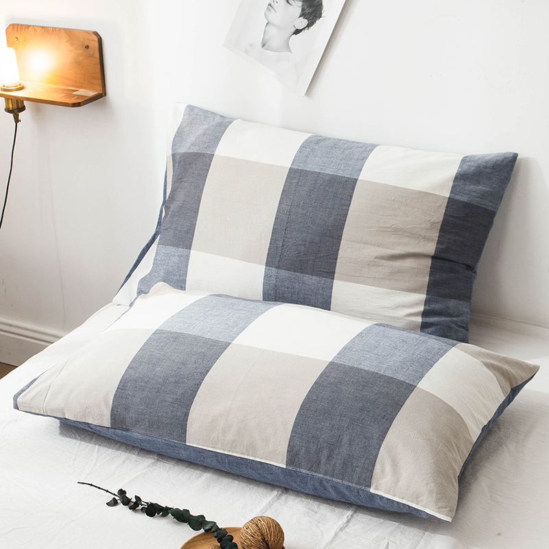 全棉a类标准水洗棉1条纹纯色枕套