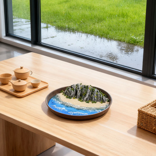 微缩沙盘场景假山海洋沙滩景观室内茶桌餐桌圆桌办公桌趣味小摆件