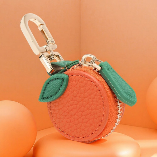 米印小清新水果造型钥匙扣2025新款迷你硬币小包水果系列桔子挂饰