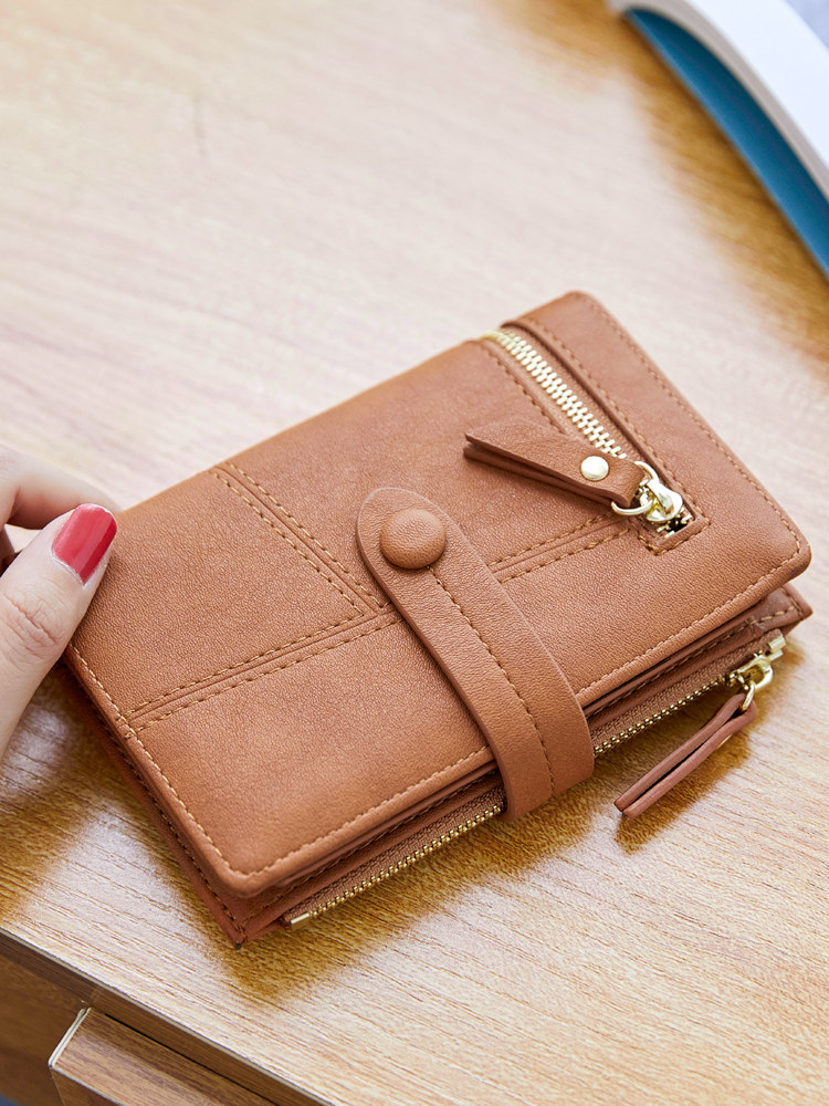 米印多功能女士钱包短款2024新款韩版卡包一体包学生两折叠零钱夹