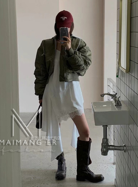 现~韩国代购女装VERANDA新款时尚不规则下摆蕾丝花边吊带连衣裙