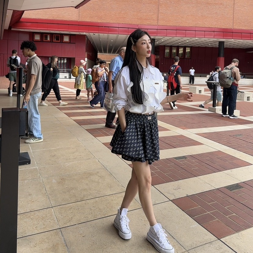 韩国正品女装2025秋季新款时尚甜美松紧腰蝴蝶结图案阔腿休闲短裤