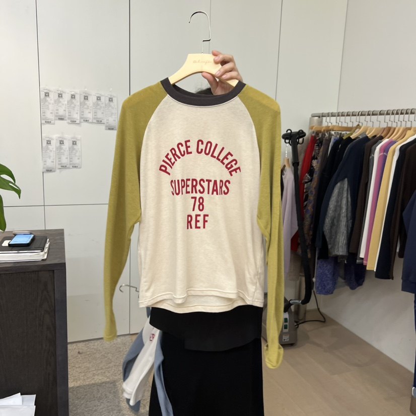 韩国代购女装2026早春DOHWAJI撞色拼接运动风潮款修身显瘦长袖T恤,女装/女士精品,T恤,淘宝优惠券,粉丝福利购,淘宝优惠卷