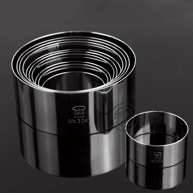 三能4寸不锈钢慕斯圈 圆形烘焙大鼓面包模蛋糕饼干切模模具SN3482