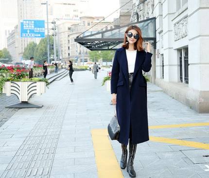 2020秋冬季双面呢羊绒羊毛纯手工收腰大衣女过膝长款 加厚显瘦