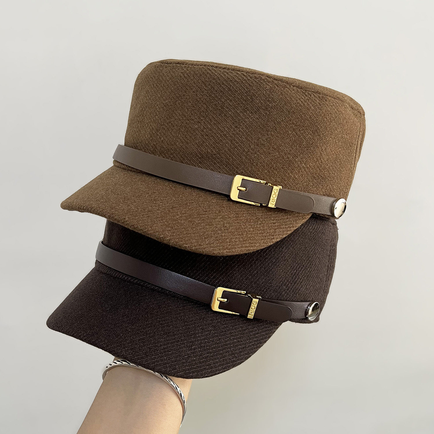 平顶毛呢马术帽女秋冬复古英伦风