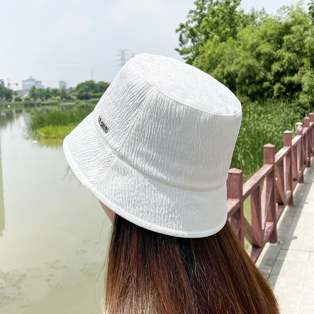 白色小众渔夫帽女夏季优雅百搭盆帽网红防晒帽子日系遮阳水桶帽秋