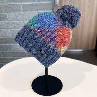 秋冬季 彩色毛线帽女加厚保暖护耳帽子可爱毛球学生防寒羊毛针织帽