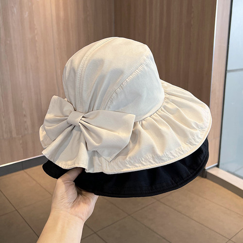 蝴蝶结遮阳渔夫帽女春夏
