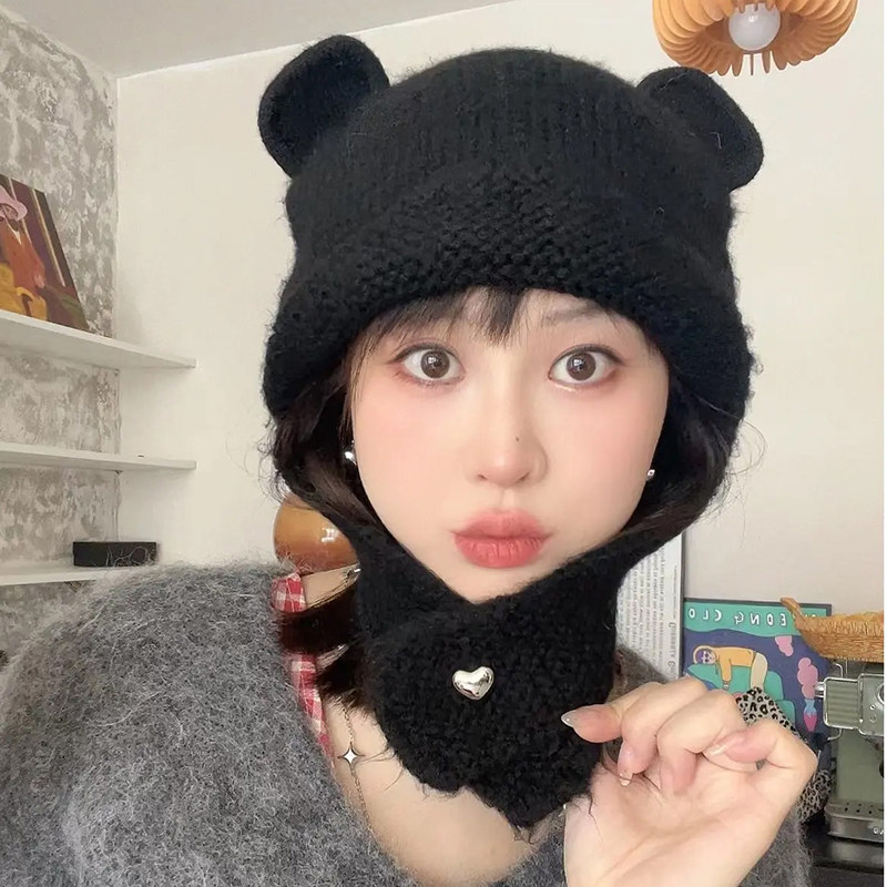 卡通耳朵针织毛线帽女秋冬季保暖护耳帽子甜美可爱防寒护颈包头帽,服饰配件/皮带/帽子/围巾,帽子,淘宝优惠券,粉丝福利购,淘宝优惠卷