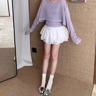 韩系芭蕾少女风甜美公主蓬蓬裙小众设计感蕾丝花边松紧腰 2025秋季