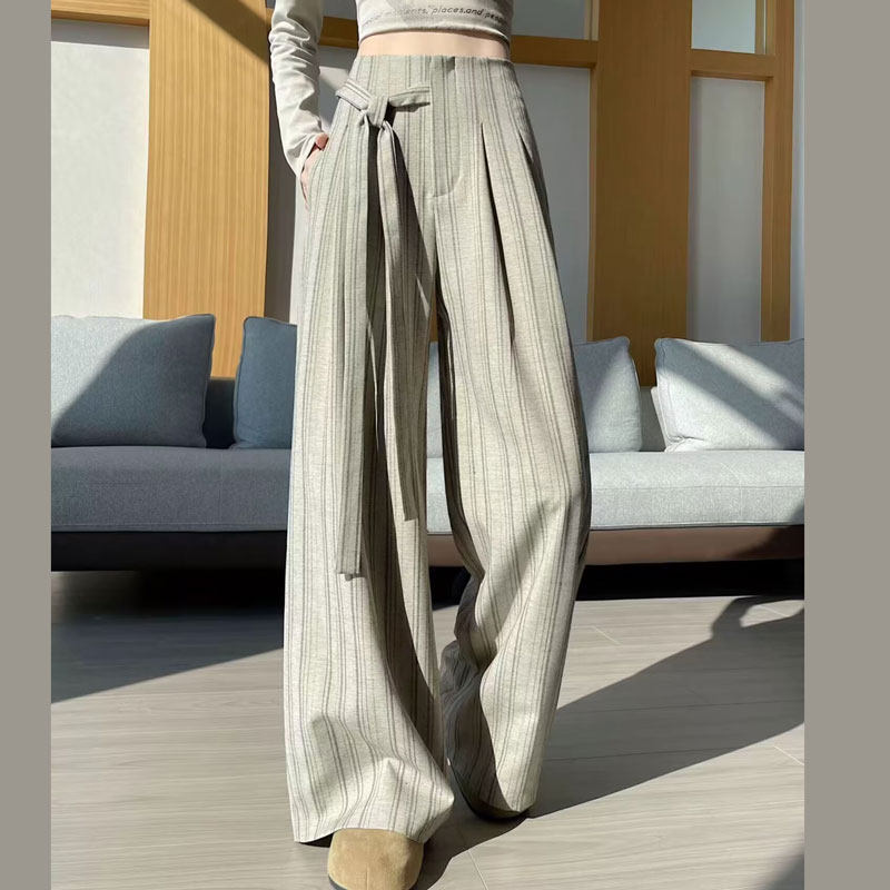 条纹阔腿裤女春秋2026新款显瘦百搭高腰垂感拖地宽松休闲西装裤子,女装/女士精品,休闲裤,淘宝优惠券,粉丝福利购,淘宝优惠卷