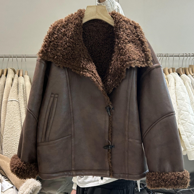 女2024冬季新款韩国加厚羊羔毛外套气质保暖机车服上衣潮