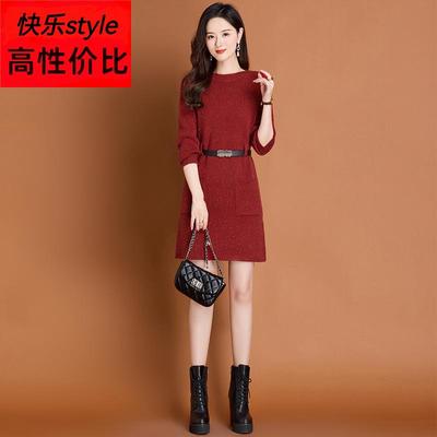 小个子显瘦连衣裙2025新款女秋冬中长款毛衣裙春秋针织内搭打底裙
