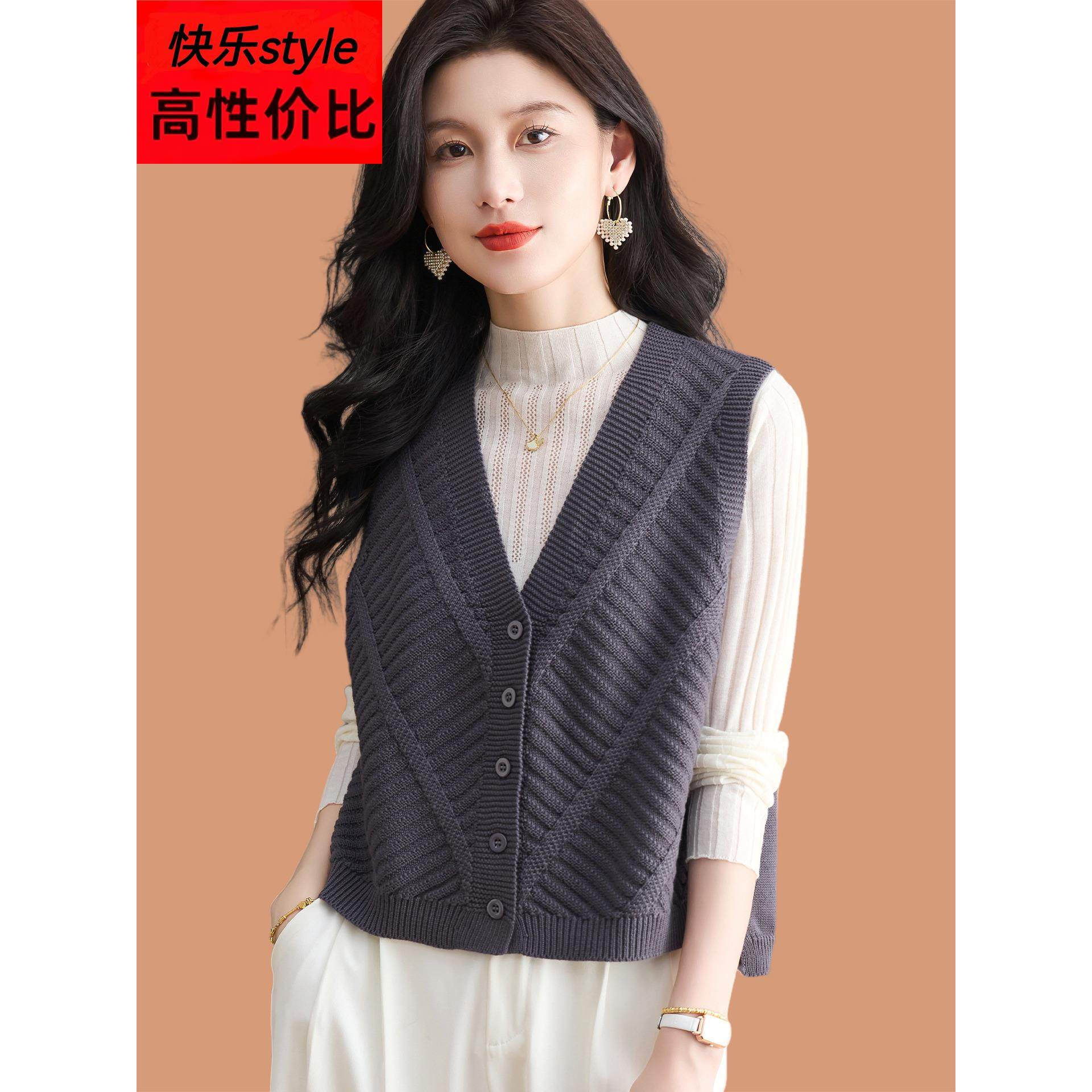 灰色毛衣马甲女秋装2025新款小香风针织毛线背心叠穿羊毛马夹外搭