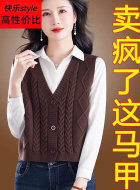 针织马甲女短款春秋季配衬衣外搭穿宽松毛线开衫背心毛衣坎肩披肩