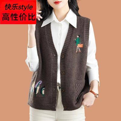 V领针织马甲背心女款2025新款春秋独特时髦坎肩外穿羊毛开衫外套