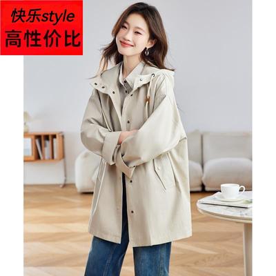 连帽风衣女款2025年新款高级感超好看外套中长款工装风大衣春秋季