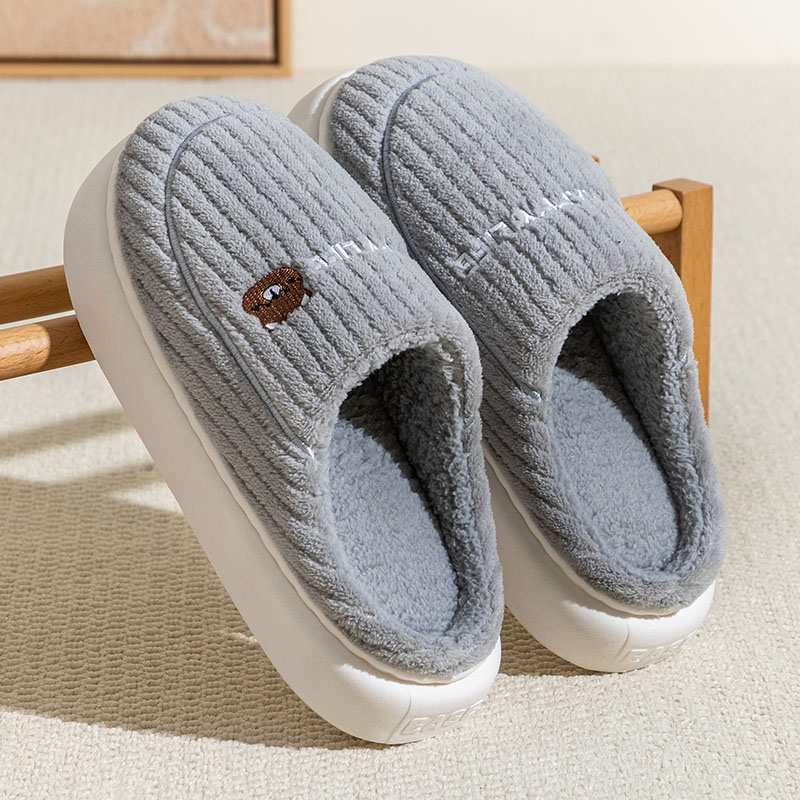 保暖防滑简约可爱居家棉拖鞋