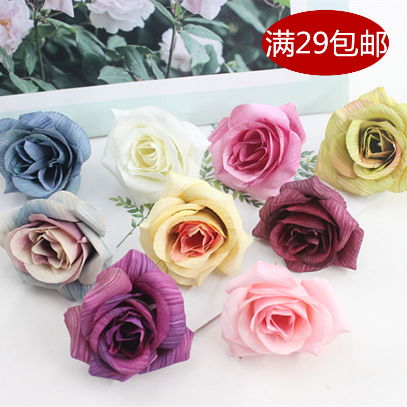 仿真玫瑰花朵拱门婚庆花球假花头手工仿真花墙立体DIY