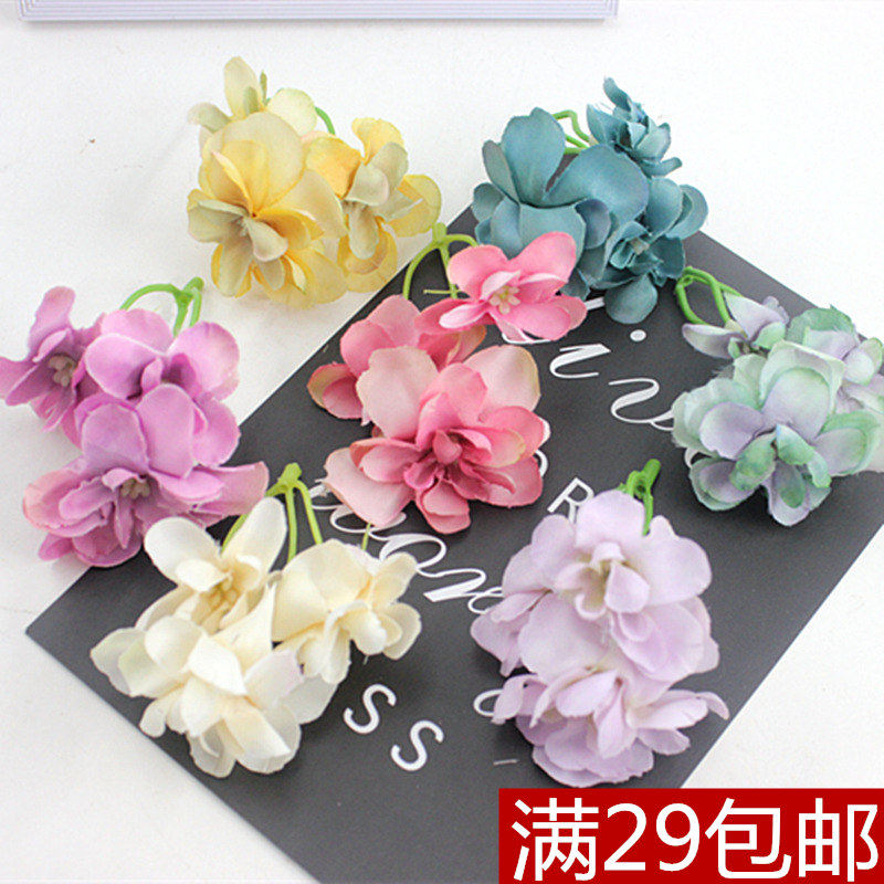 diy手作素材绣球花仿真花婚庆头饰材料配件花环材料 复古秋色绣球