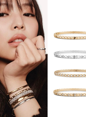 Jennie同款18K玫瑰金菱格手镯