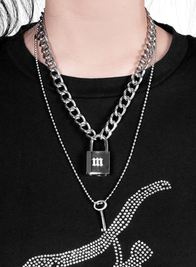 梵文金属个性南京锁项链